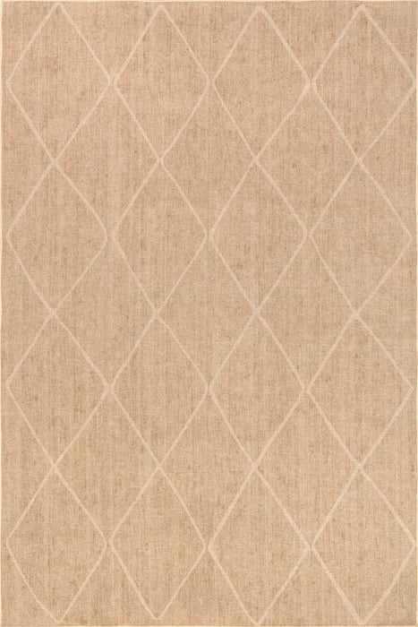 Washable Jute Look Trellis Rug 160x230 cm Ivory