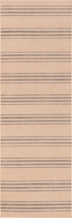 Washable Jute Striped Area Rug 150 cm Natural Brown