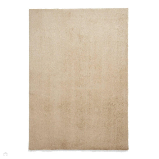 Washable Kara Plush Soft Plain Eco-Friendly Recycled Polyester Shaggy Beige Rug