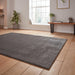 Washable Kara Plush Soft Plain Eco-Friendly Recycled Polyester Shaggy Charcoal Rug