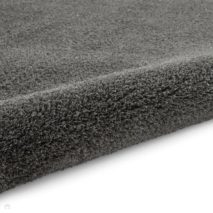 Washable Kara Plush Soft Plain Eco-Friendly Recycled Polyester Shaggy Charcoal Rug