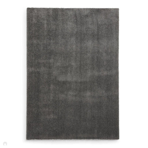 Washable Kara Plush Soft Plain Eco-Friendly Recycled Polyester Shaggy Charcoal Rug