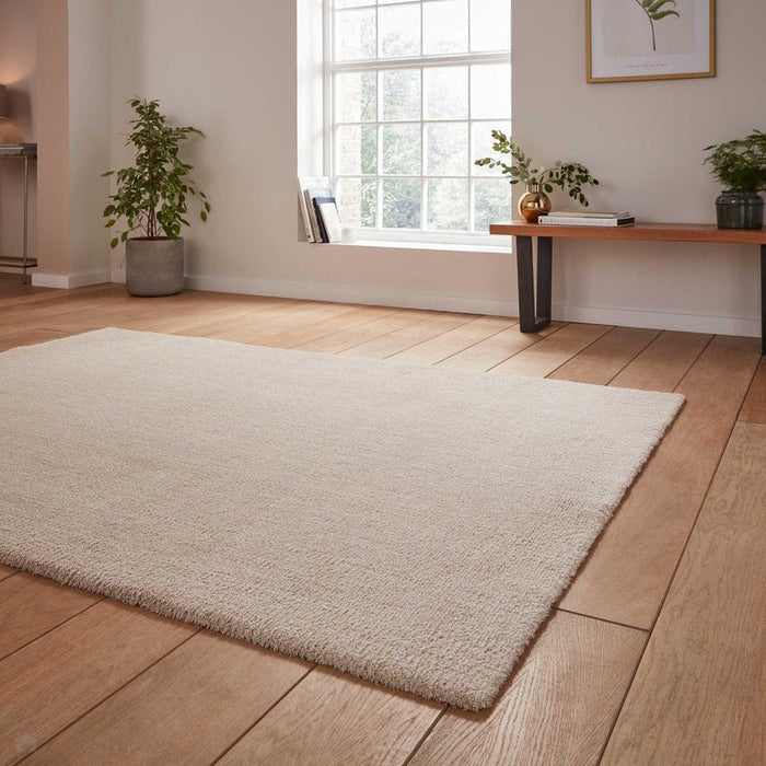 Washable Kara Plush Soft Plain Eco-Friendly Recycled Polyester Shaggy Linen Rug