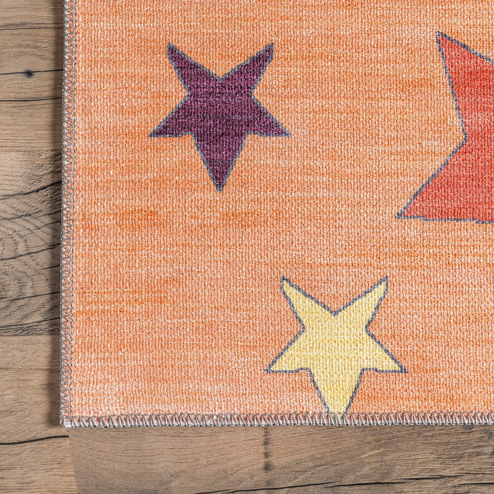 Washable Kids Star Area Rug for Nursery and Playroom