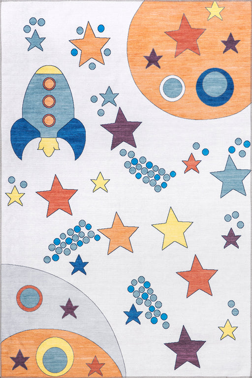 Washable Kids Star Area Rug for Nursery and Playroom