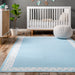 Washable Light Blue Polka Dot Rug for Kids Room