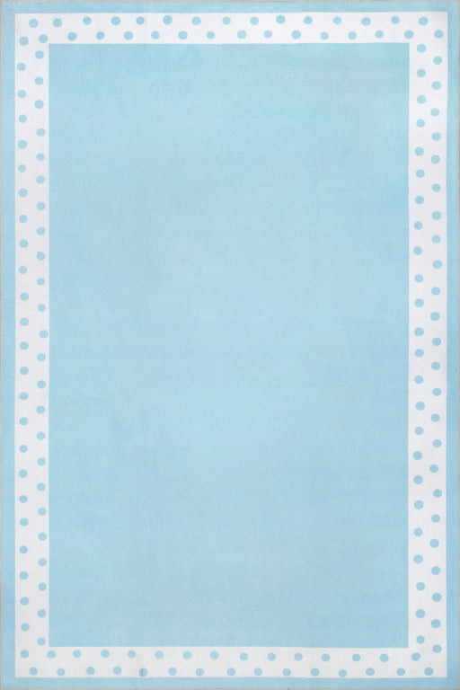 Washable Light Blue Polka Dot Rug for Kids Room