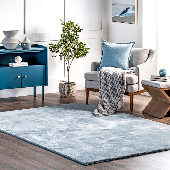 Washable Light Blue Shag Area Rug 120x180 cm