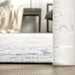 Washable Light Blue Vintage Area Rug by Lauren Liess