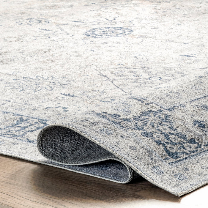 Washable Light Blue Vintage Area Rug by Lauren Liess