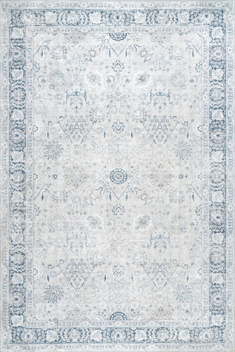 Washable Light Blue Vintage Area Rug by Lauren Liess