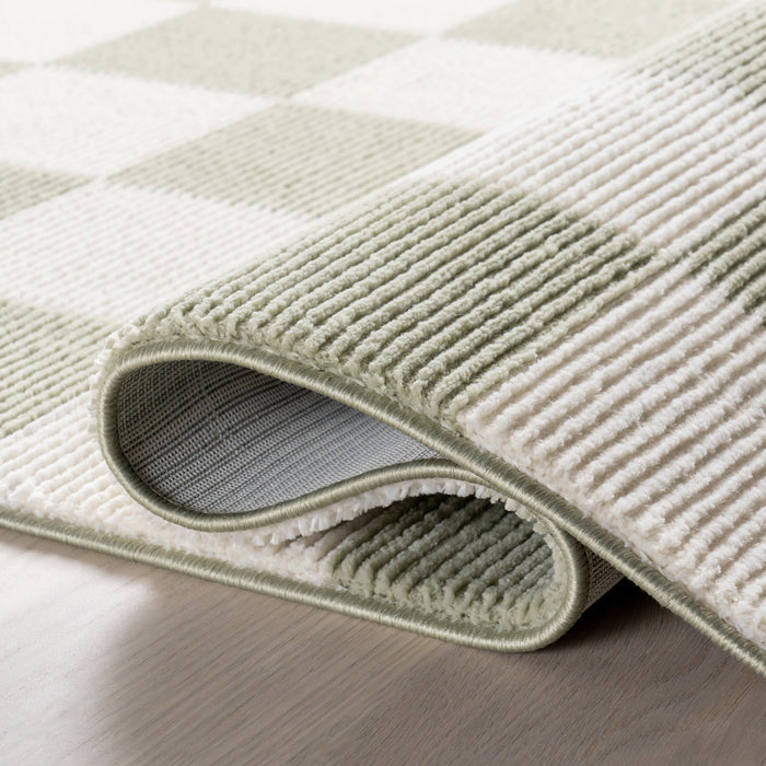 Washable Light Green Plush Textured Area Rug 160x230 cm