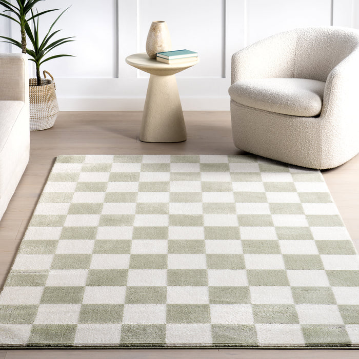 Washable Light Green Plush Textured Area Rug 160x230 cm