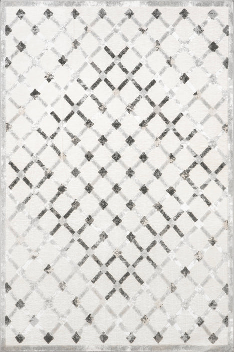 Washable Light Grey Crosshatch Area Rug 150x240 cm