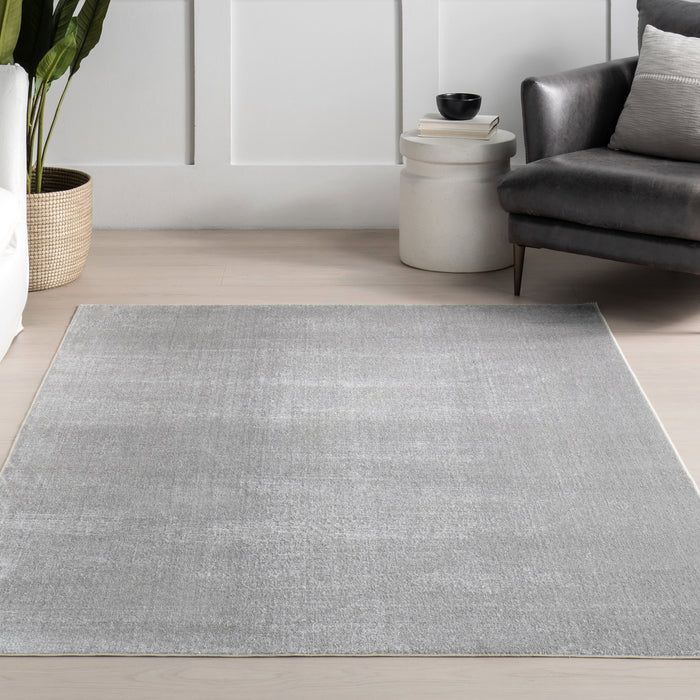 Washable Light Grey Solid Rug for Home Décor