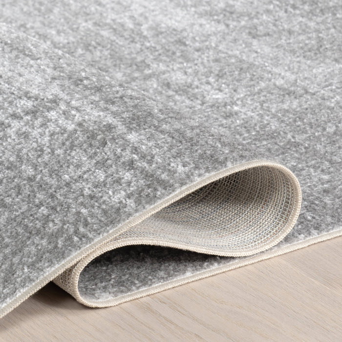 Washable Light Grey Solid Rug for Home Décor