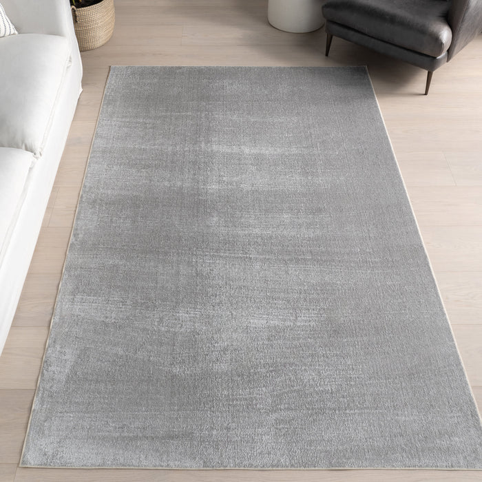 Washable Light Grey Solid Rug for Home Décor