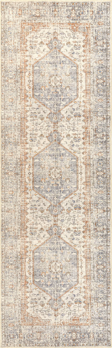 Washable Light Grey Vintage Medallion Area Rug 150x240 cm