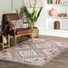 Washable Light Orange Medallion Area Rug 120x180 cm