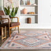 Washable Light Orange Medallion Area Rug 120x180 cm