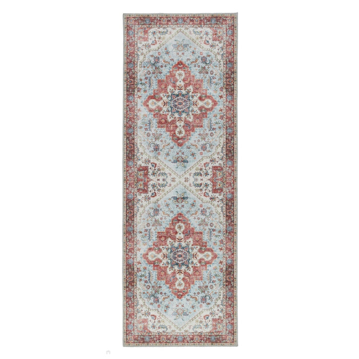 Washable Marrakesh Flatweave Multicolour/Red Runner