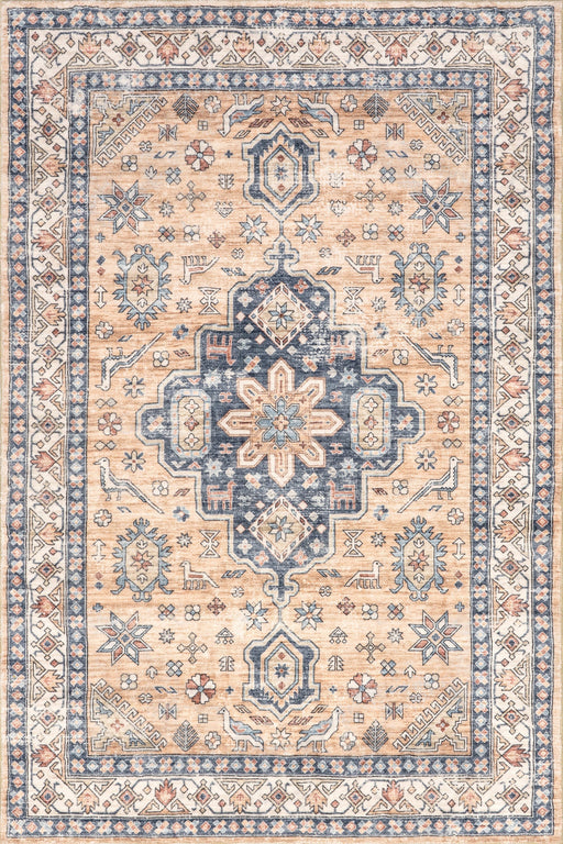 Washable Medallion Area Rug in Sand Color