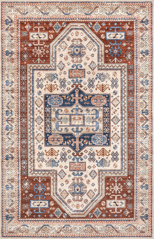 Washable Medallion Rug 160x230 cm in Rust Color