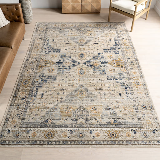 Washable Multicolor Medallion Rug for Indoor Outdoor Use