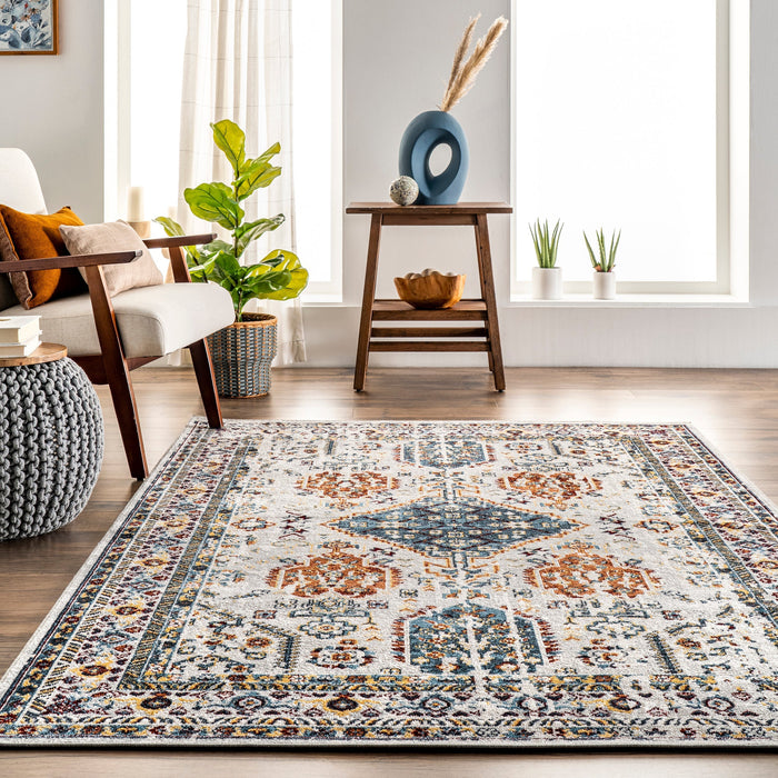 Washable Multicolor Victoria Medallion Area Rug 80x150 cm