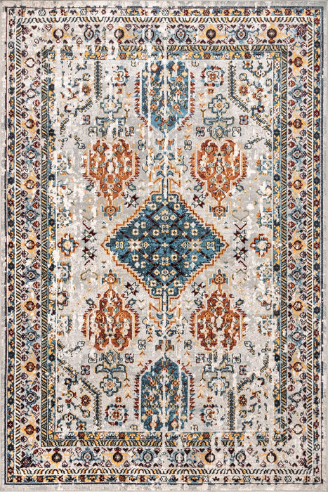 Washable Multicolor Victoria Medallion Area Rug 80x150 cm