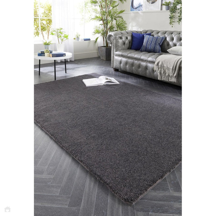 Washable My Lux Plain Shaggy Charcoal/Grey Rug