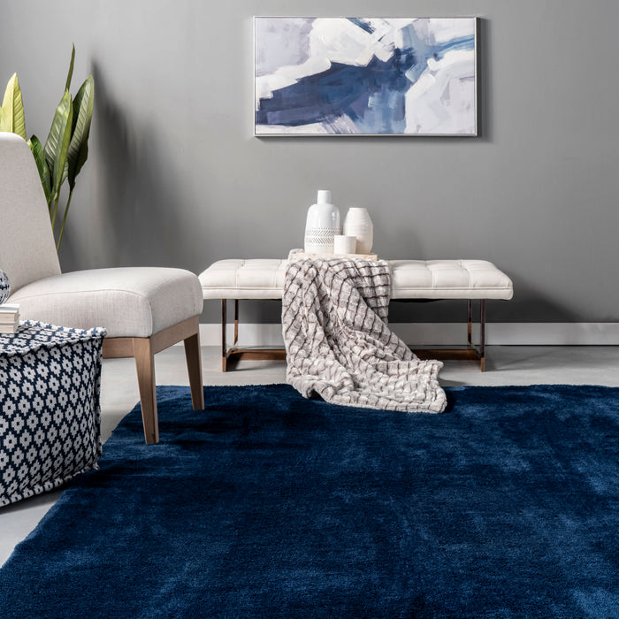 Washable Navy Shag Area Rug 80x150 cm