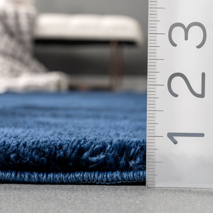 Washable Navy Shag Area Rug 80x150 cm