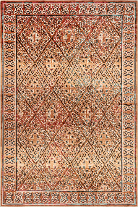 Washable Orange Diamond Trellis Rug 160 x 230 Centimeters