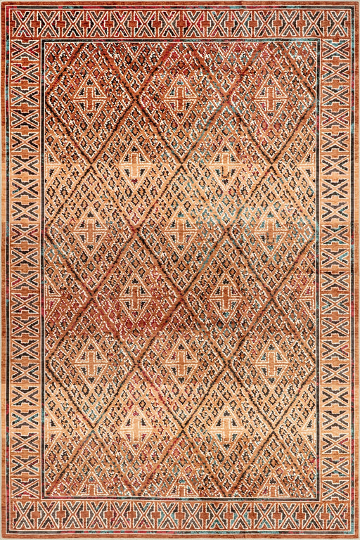 Washable Orange Diamond Trellis Rug 160 x 230 Centimeters