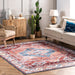 Washable Oriental Medallion Rug in Rust Color