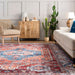 Washable Oriental Medallion Rug in Rust Color