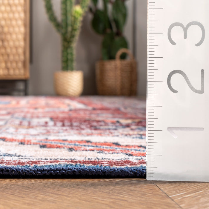 Washable Oriental Medallion Rug in Rust Color