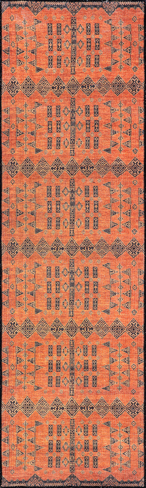 Washable Paneled Area Rug 120x180 cm Rust Color