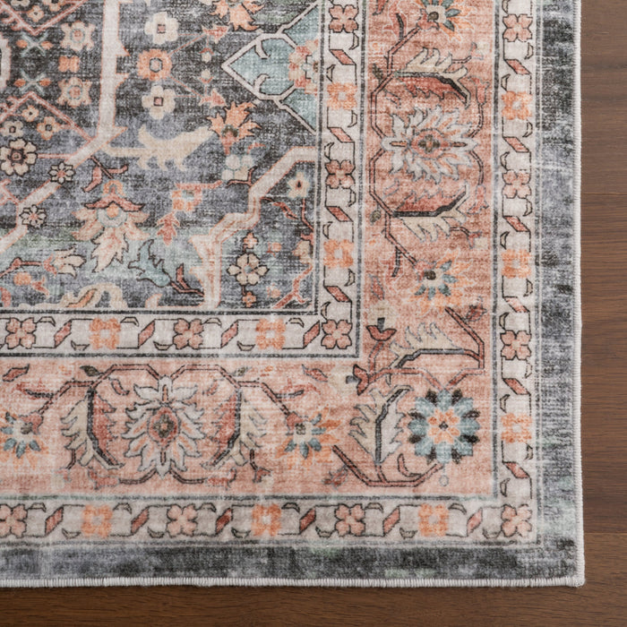 Washable Peach Medallion Area Rug 140x200 cm