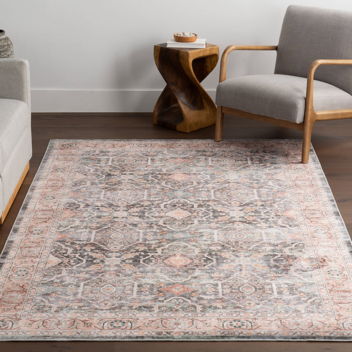 Washable Peach Medallion Area Rug 140x200 cm