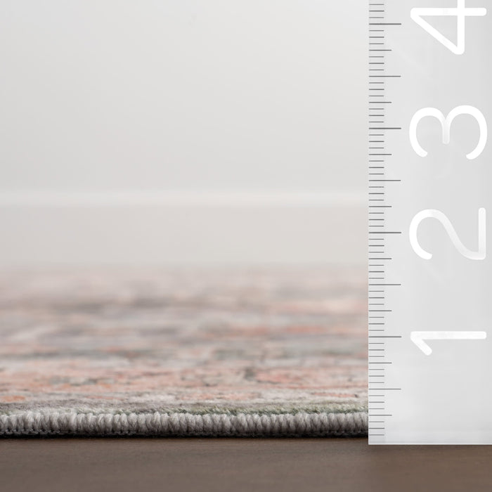 Washable Peach Medallion Area Rug 140x200 cm