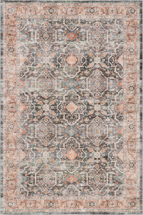 Washable Peach Medallion Area Rug 140x200 cm