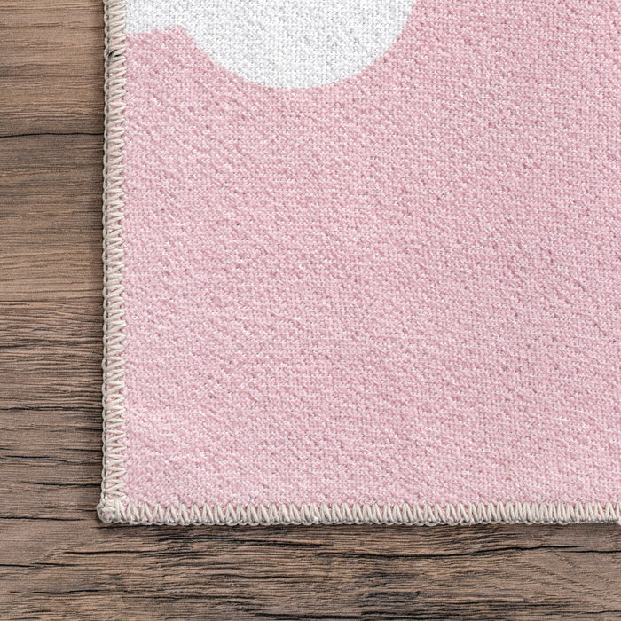 Washable Pink Kids Play Rug for Nursery or Playroom