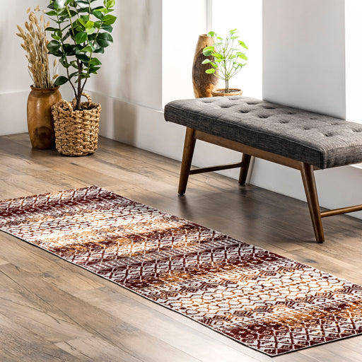 Washable Red Geometric Area Rug 160x230 cm