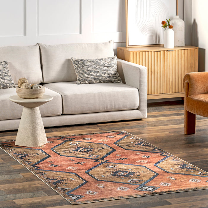 Washable Rust Katana Collage Area Rug 140x200 cm