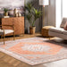 Washable Rust Medallion Rug for Homes with Kids and Pets