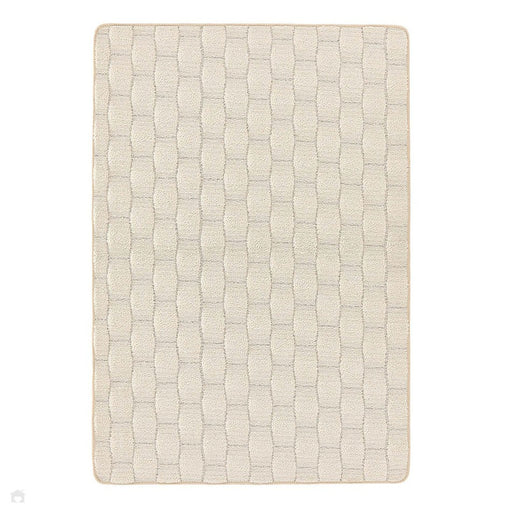 Washable Sculptured Basket Weave Ivory Rug