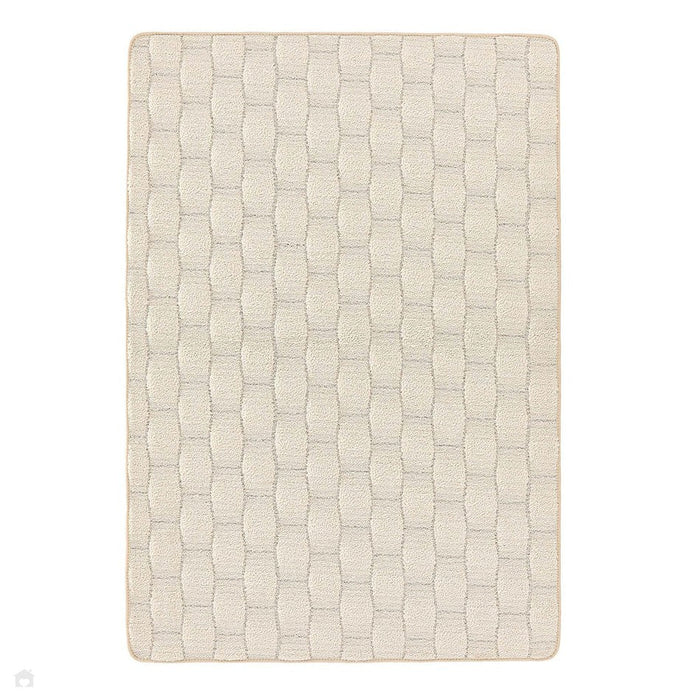 Washable Sculptured Basket Weave Ivory Rug