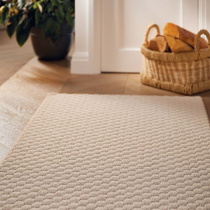 Washable Sculptured Honeycomb Ivory Rug